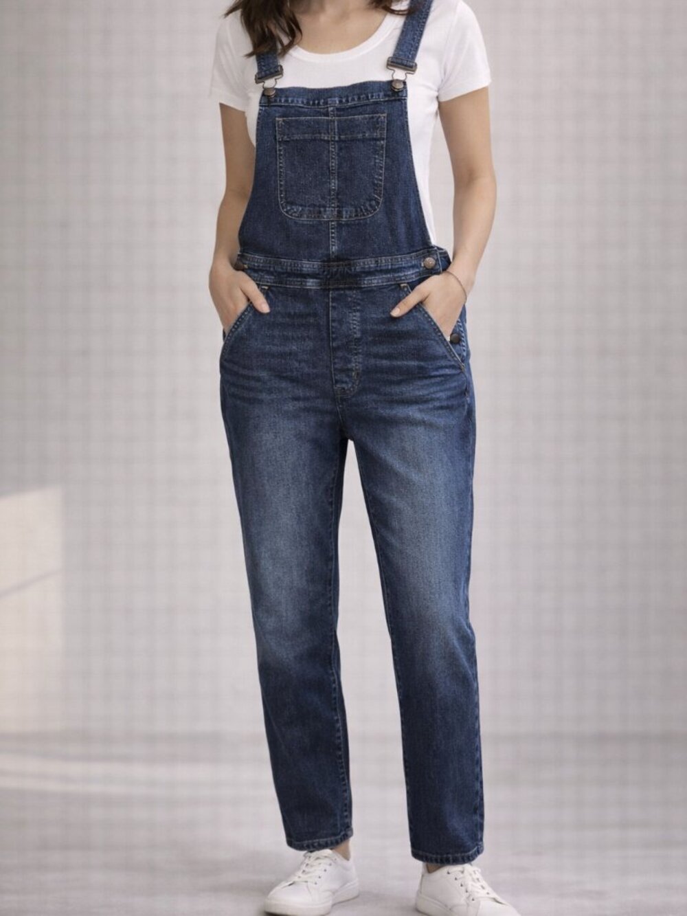 J. Crew Denim Overalls Straight Leg Indigo Blue Medium Stretch Bib L5444
